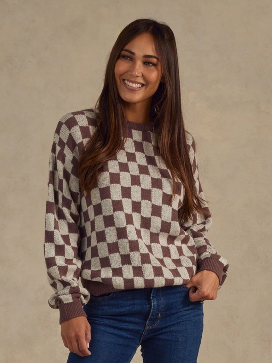 Rylee + Cru Sweaters - Rylee + Cru Women’s Checkered Knit Pullover XL